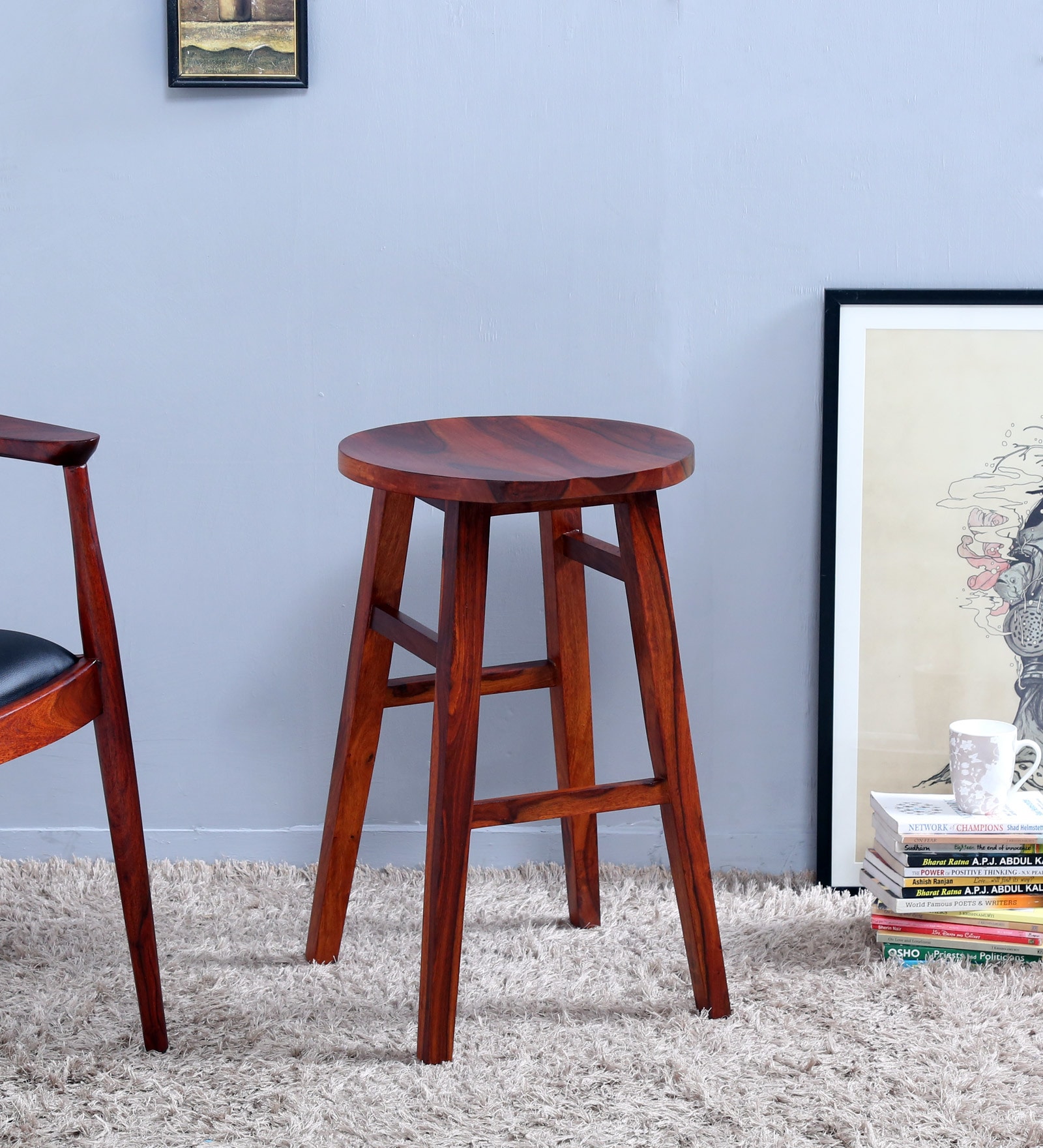 Buy Harrington Solid Wood Medium Bar Stool in Honey Oak Finish at 3