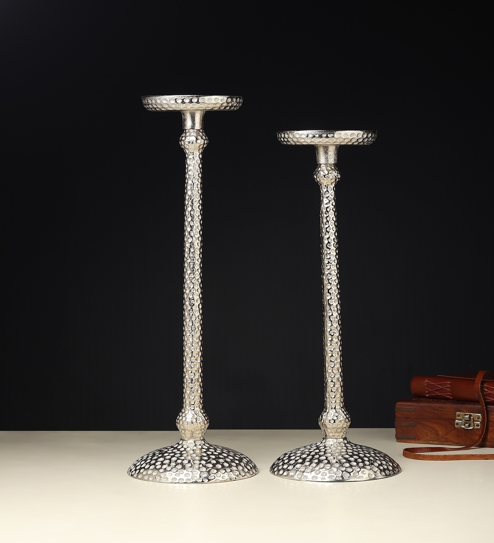 Harrington Set Of 2 Silver Candle Holders
