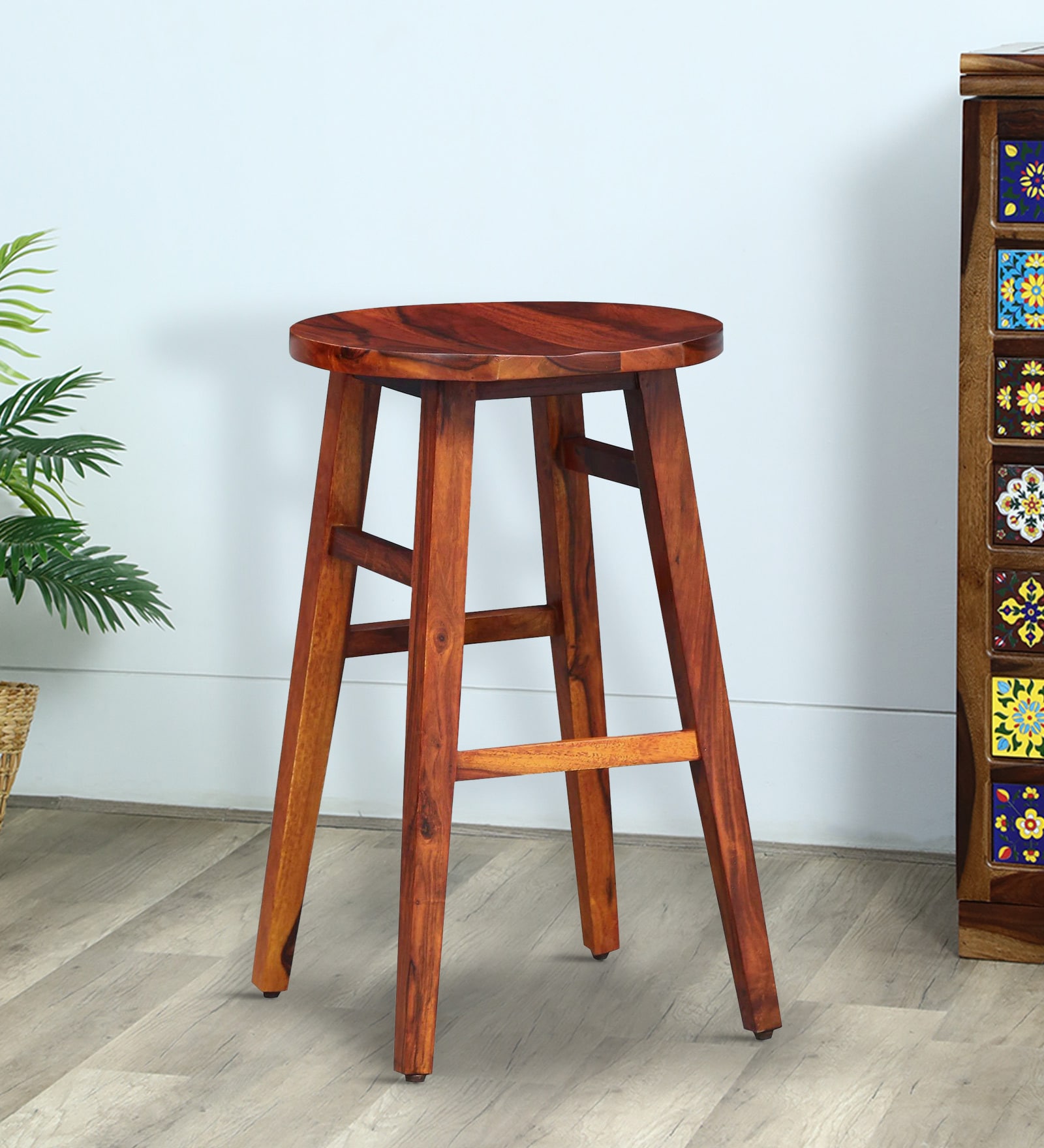 Buy Harrington Sheesham Wood Bar Stool In Honey Oak Finish at 2 OFF by