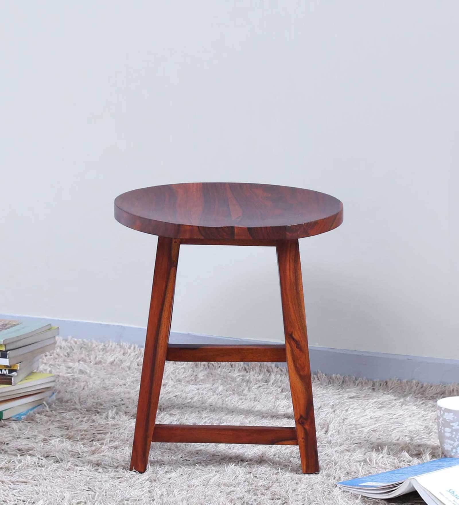 Harrington Sheesham Wood Seating Stool In Honey Oak Finish
