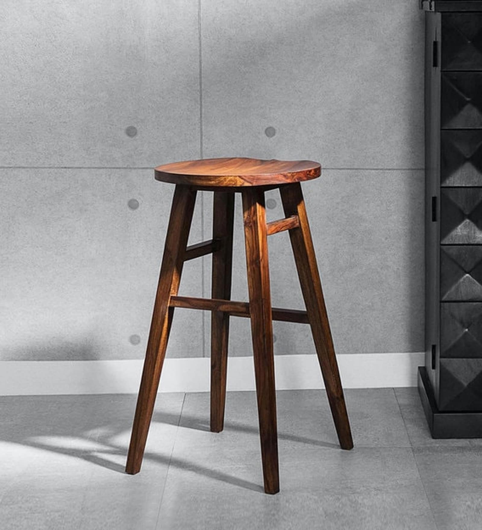 Harrington Sheesham Wood Tall Bar Stool In Provincial Teak Finish