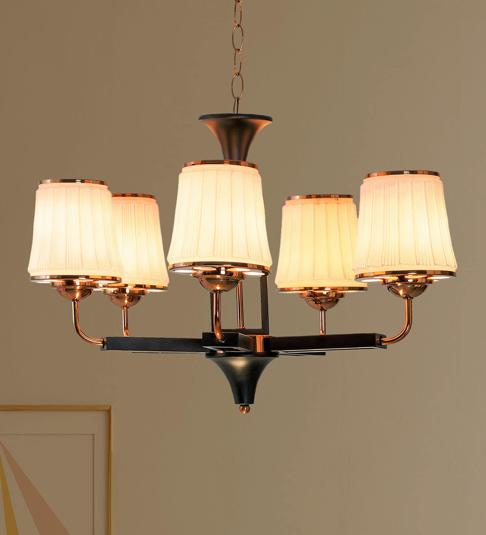 Waitara Gold Glass Shaded Chandelier