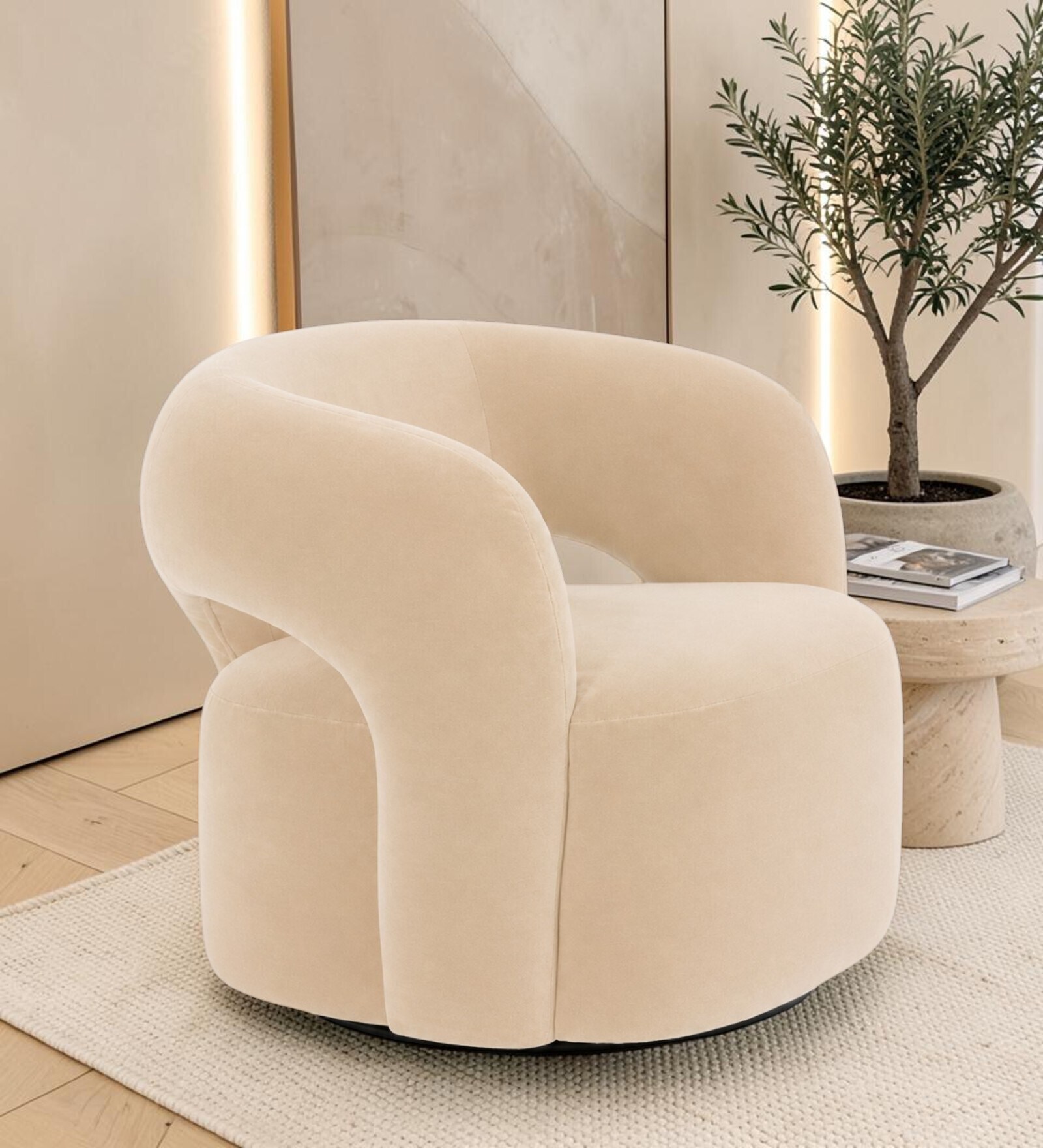 Hartwell Lounge Chair In Beige Color