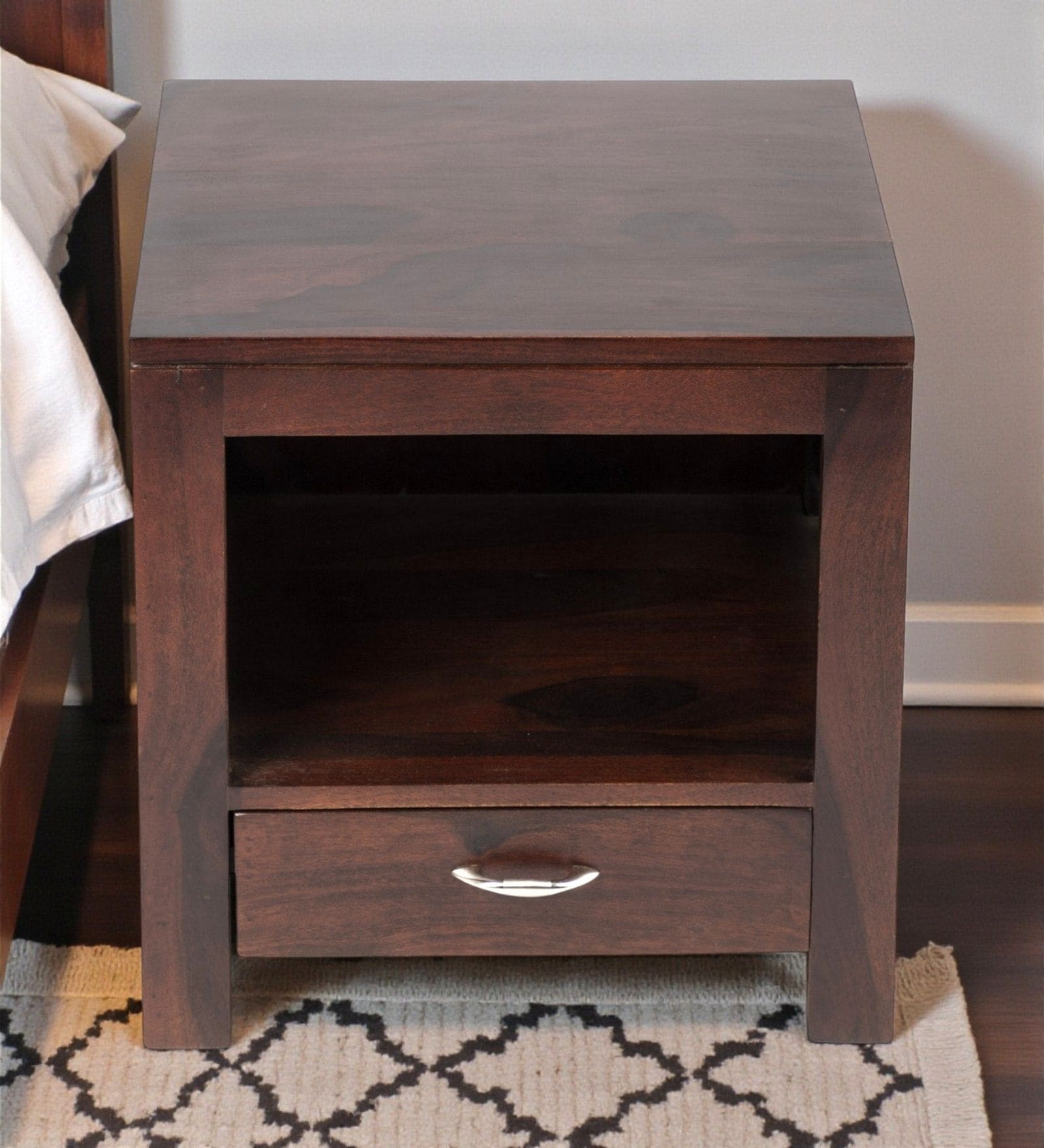 Harvey Bedside Table in Walnut Finish with Drawer Harvey Bedside Table in Walnut Finish with Drawer