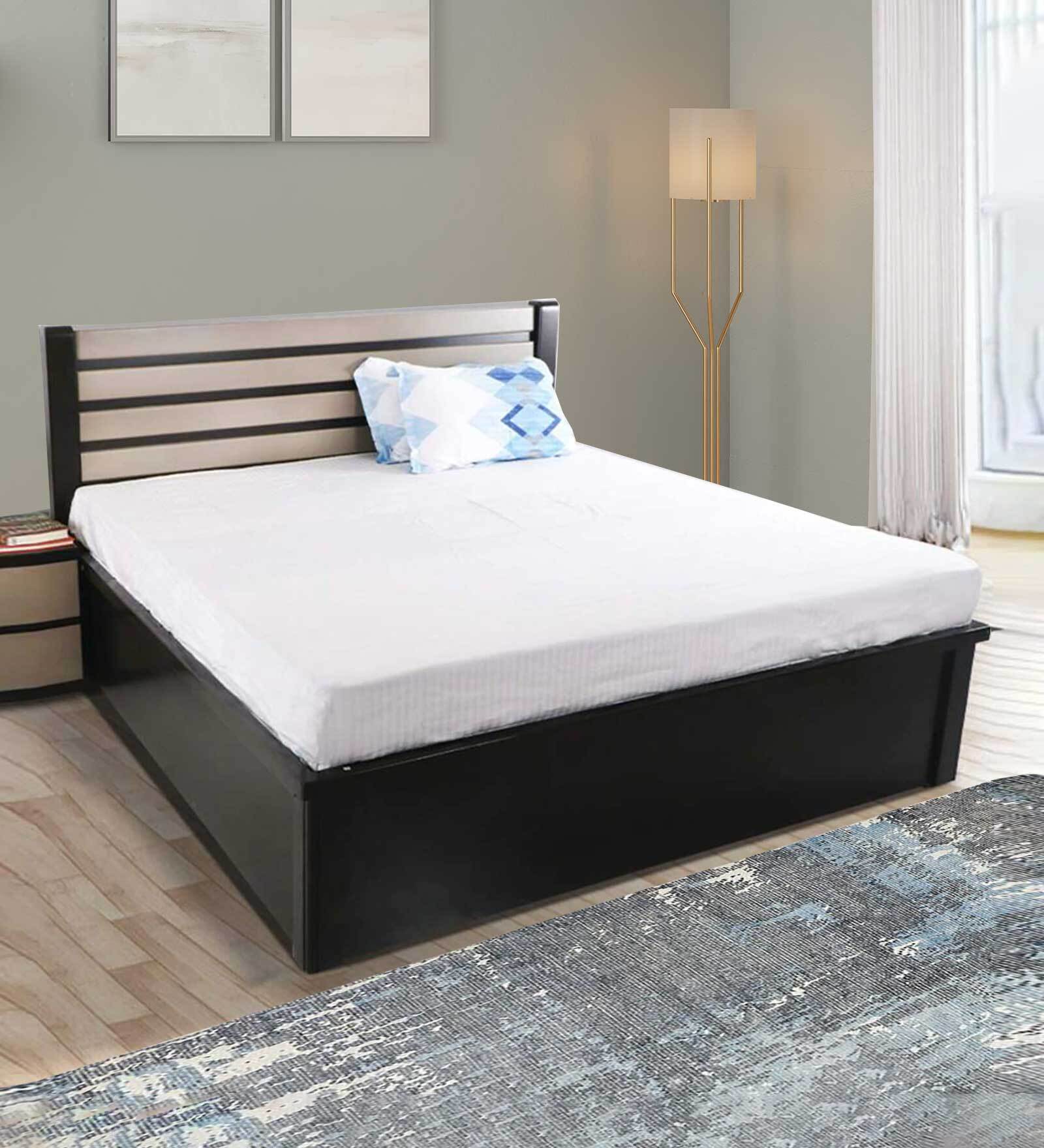 Buy Harvey King Size Bed in Walnut Finish with Hydraulic Storage at 56