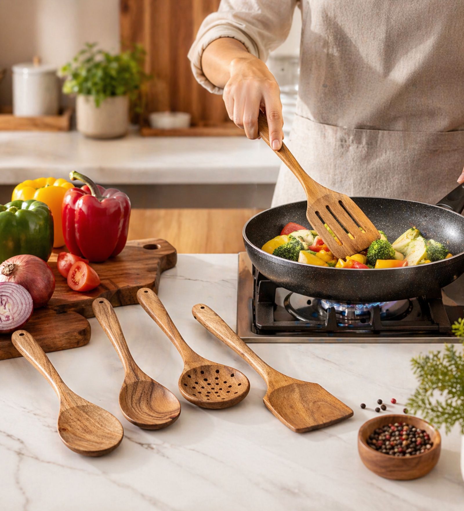 Wooden Cooking Utensils Set of 5