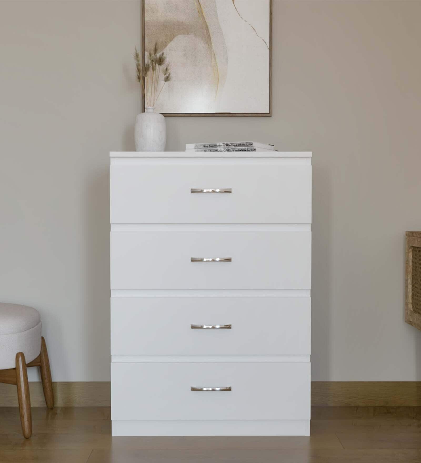 Hashimoto 4 Door Chest of Drawers in White Finish Hashimoto 4 Door Chest of Drawers in White Finish