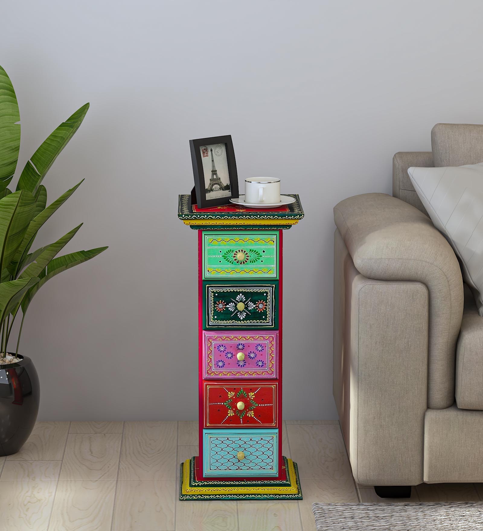 Hasta Solid Wood Compact Chest Of Drawers in Multi-Colour