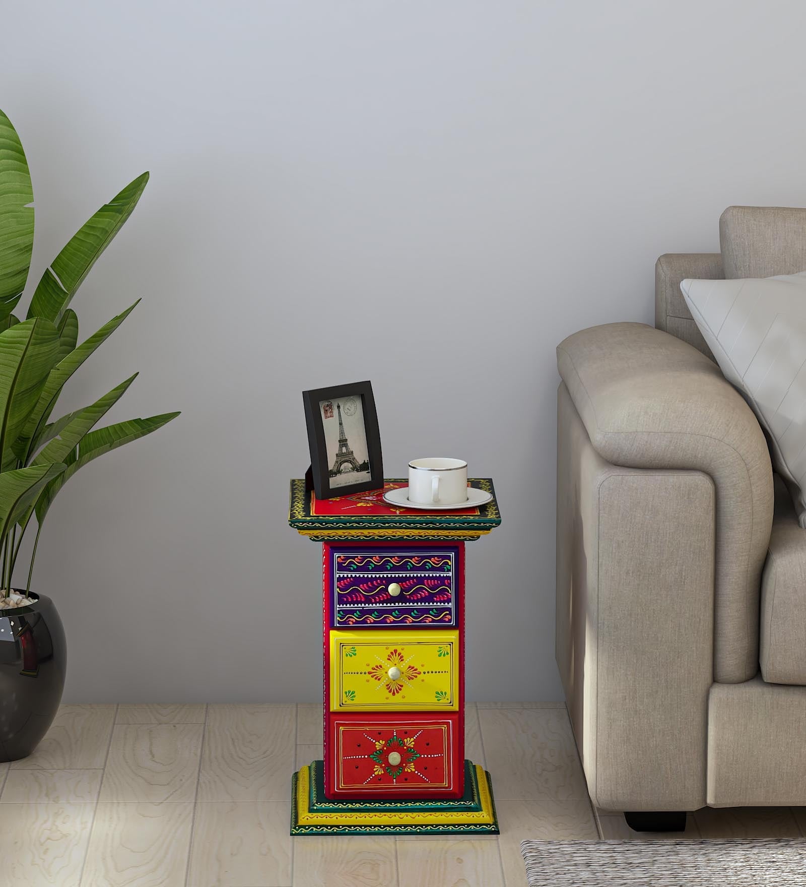Hasta Solid Wood End Table In Multicolour