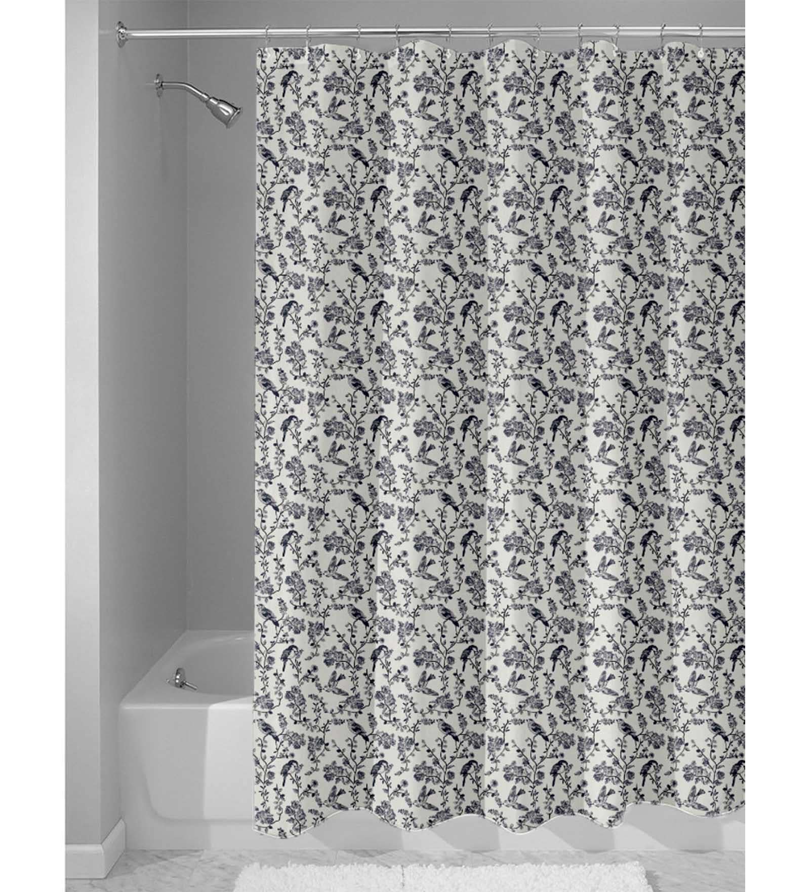 Buy White Abstract Pattern Nylon Shower Curtain (Length 84, Width 48