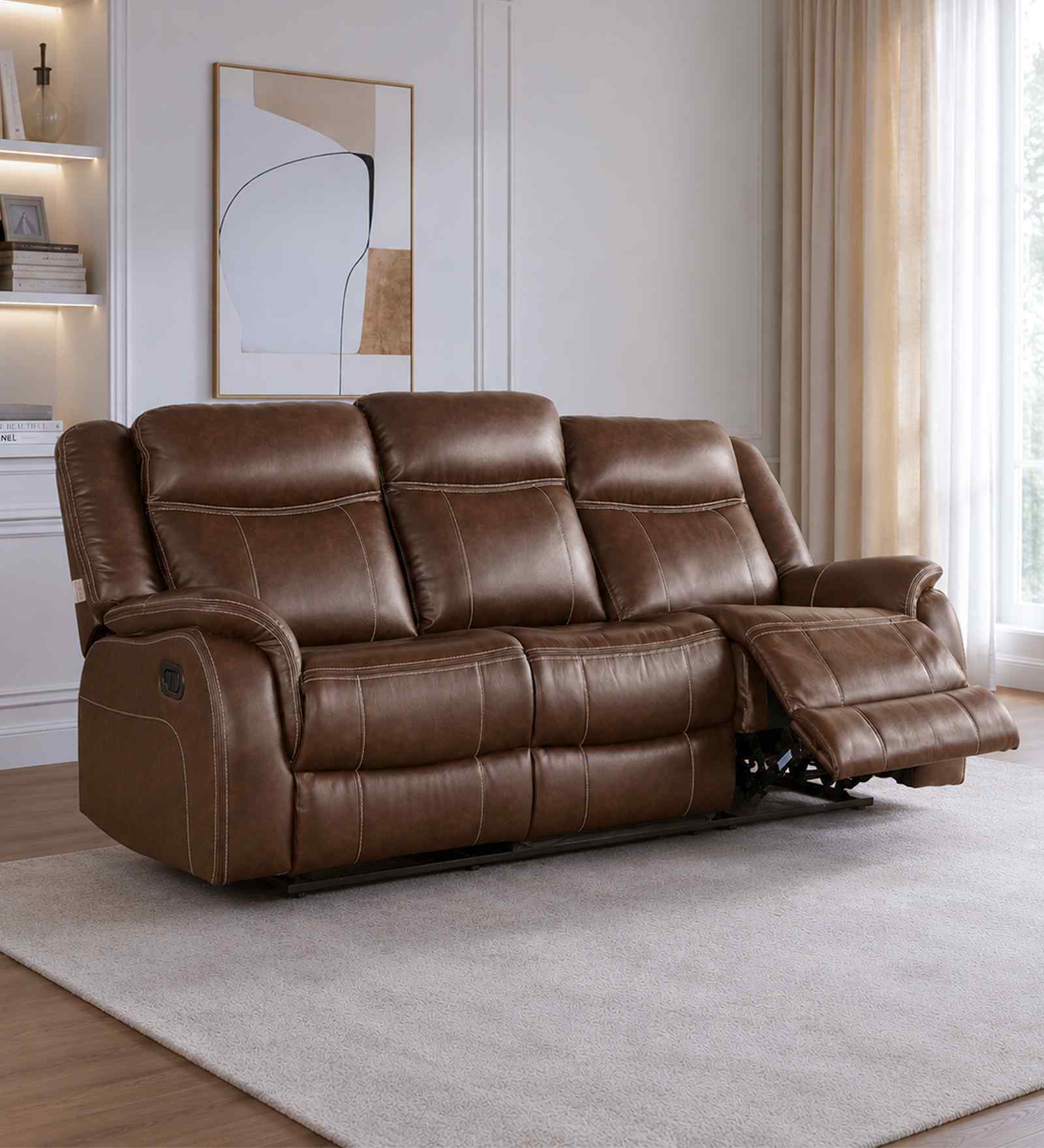 Haven Leatherette 3 Seater Sofa In Dark Brown Colour Haven Leatherette 3 Seater Sofa In Dark Brown Colour