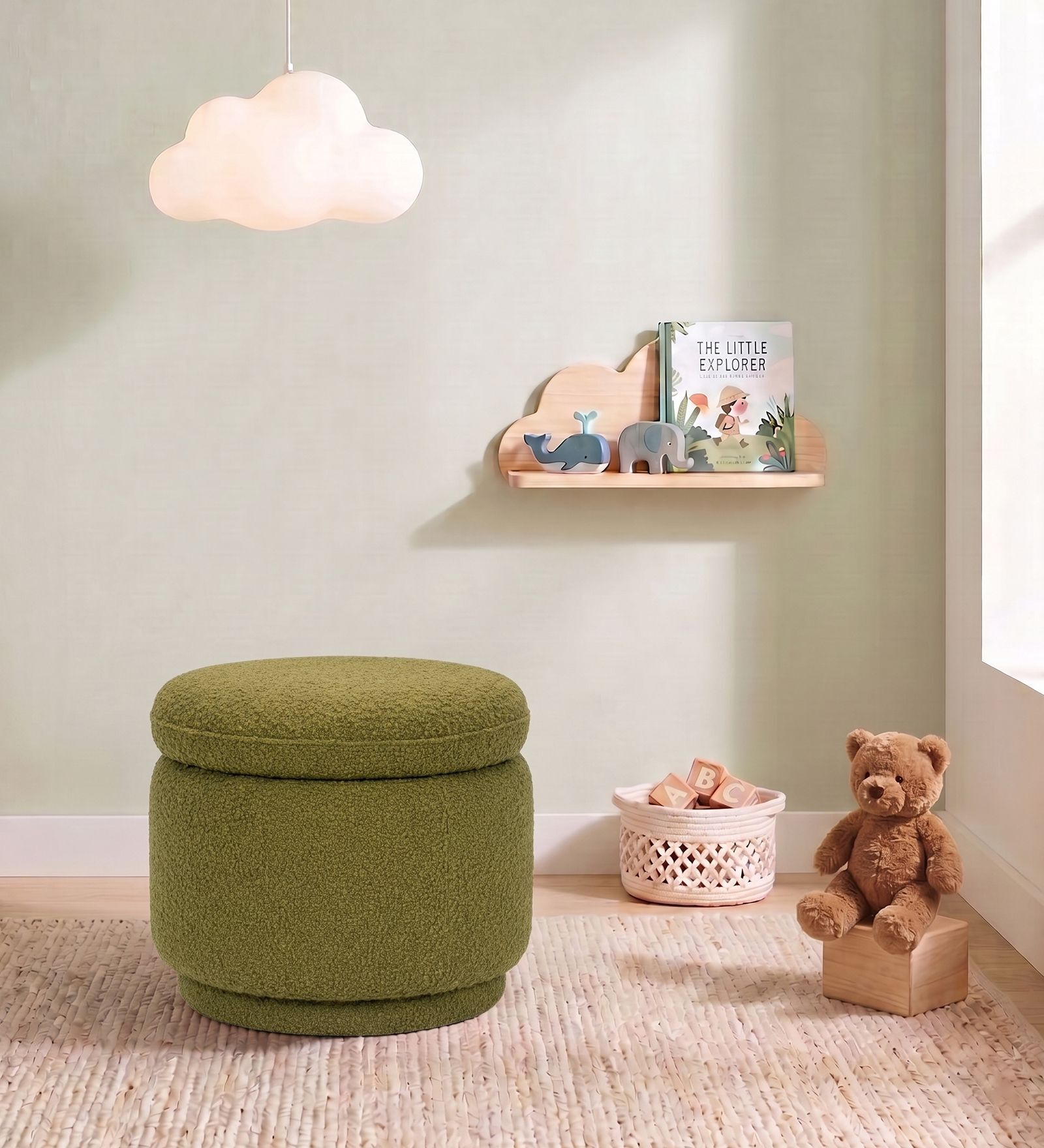 Haven Pouffe In Olive Green Colour