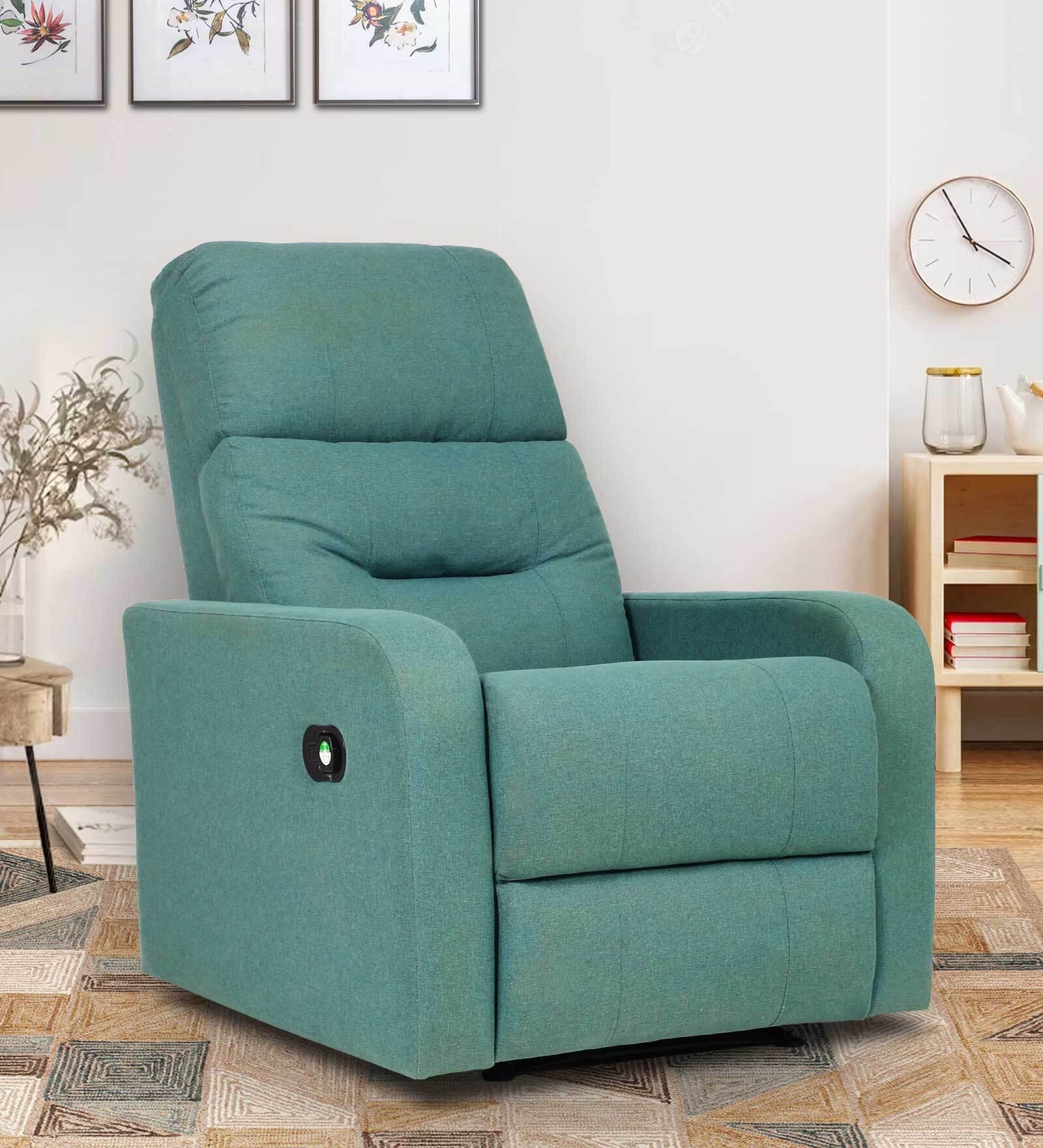 Buy Hawai Fabric 1 Seater Manual Recliner In Imperial Green Colour at ...