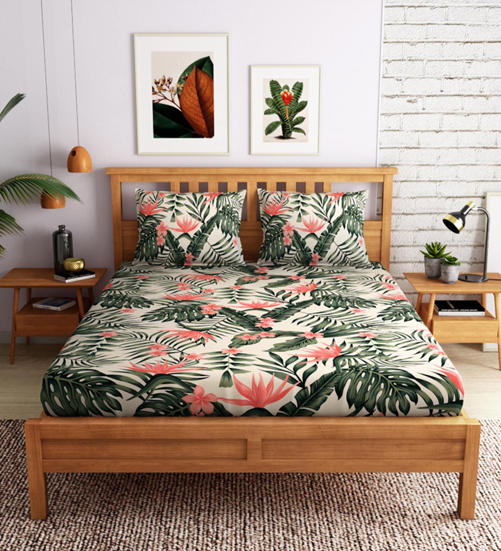 Hawaii Cotton 300TC Double Bedsheet With 2 Pillow Covers