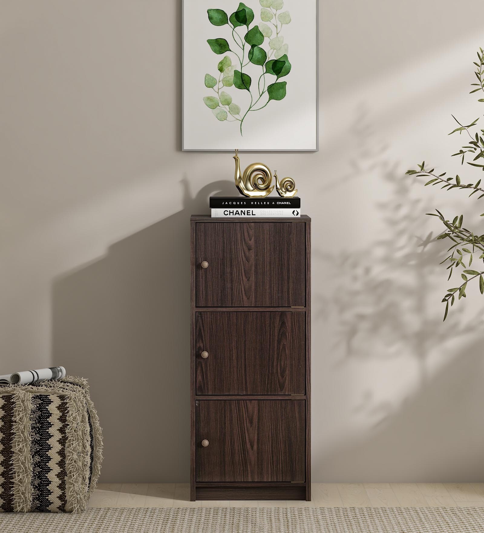 Hayao 3 Door File Cabinet in Wenge Finish