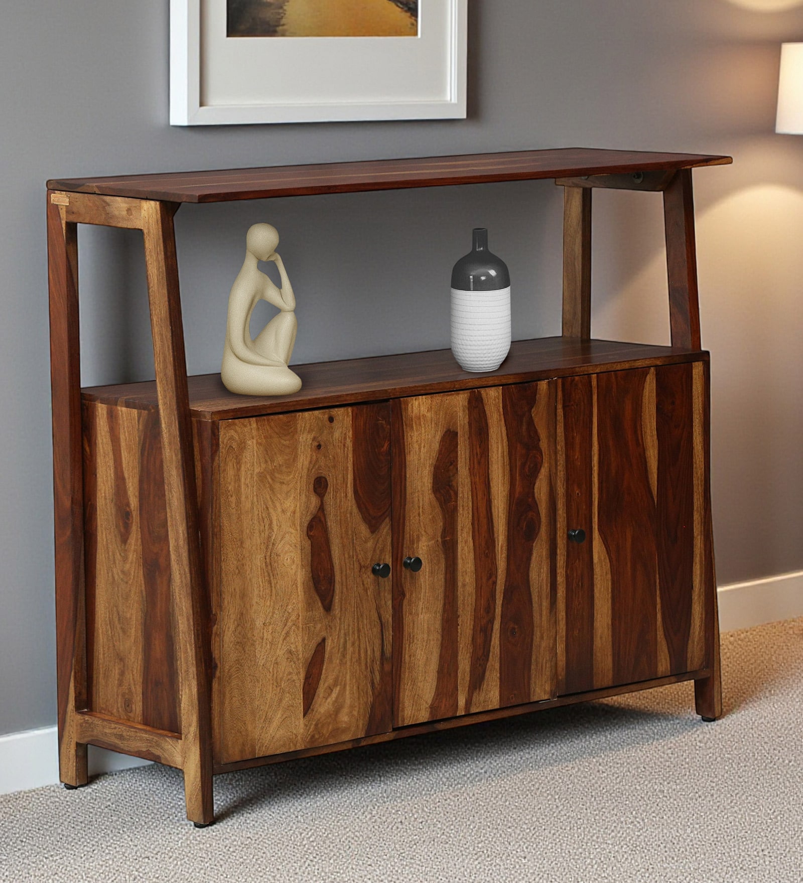 Hayward Sheesham Wood 3 Door Sideboard In Provincial Teak Finish