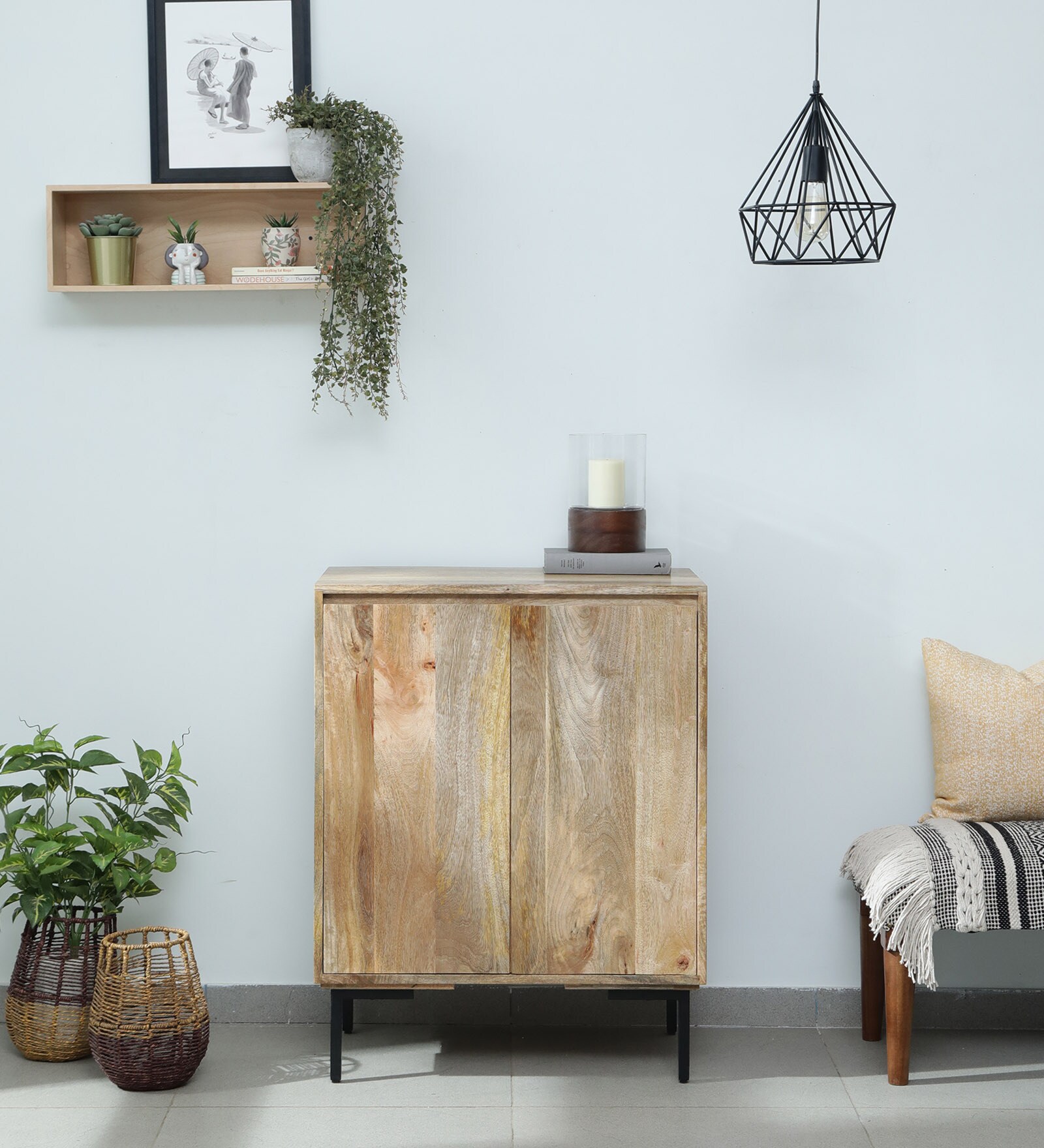 Haywood Solid Wood Cabinet In Natural Finish