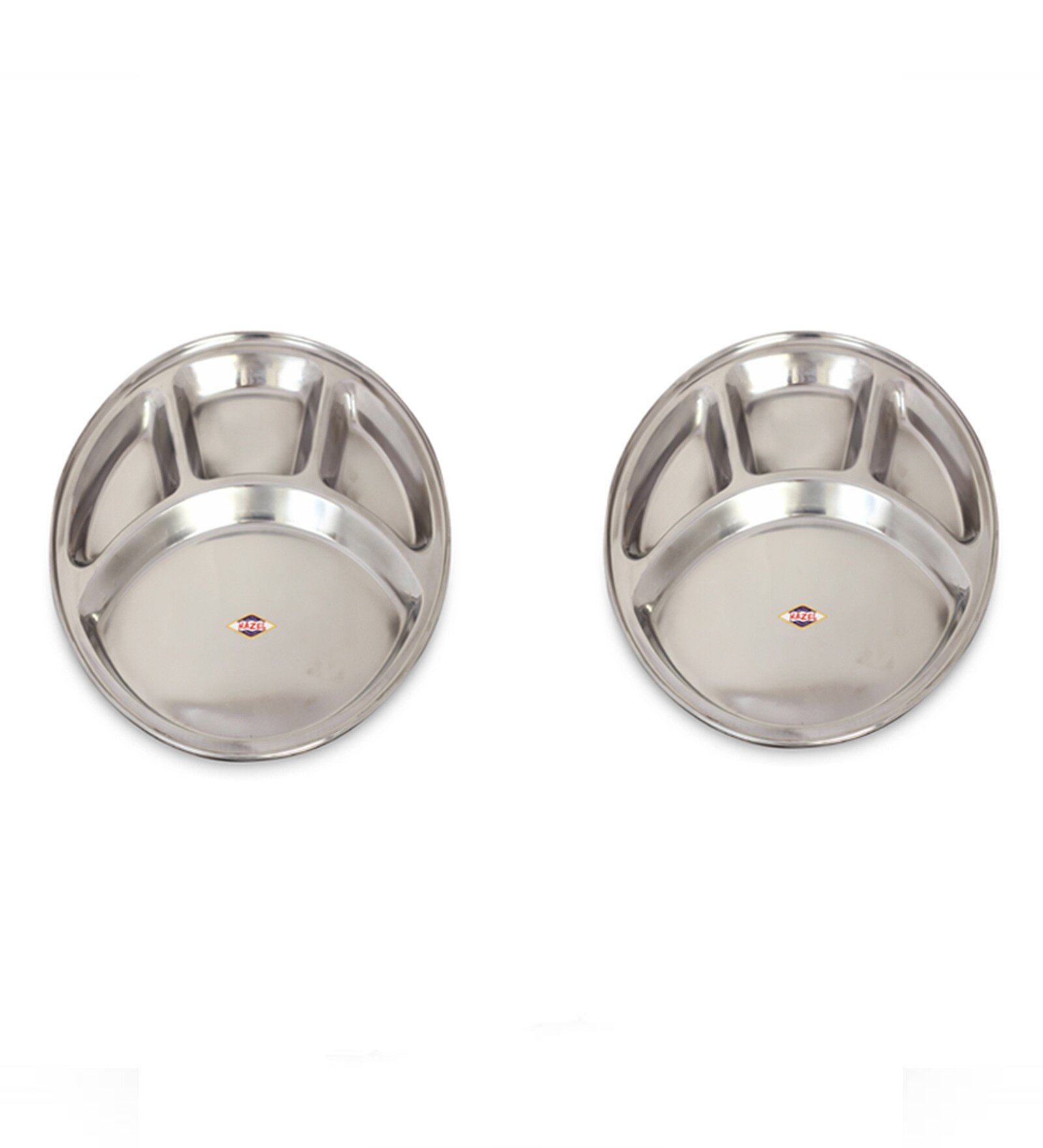 Hazel Large Stainless Steel 4 Compartment Dinner Plates