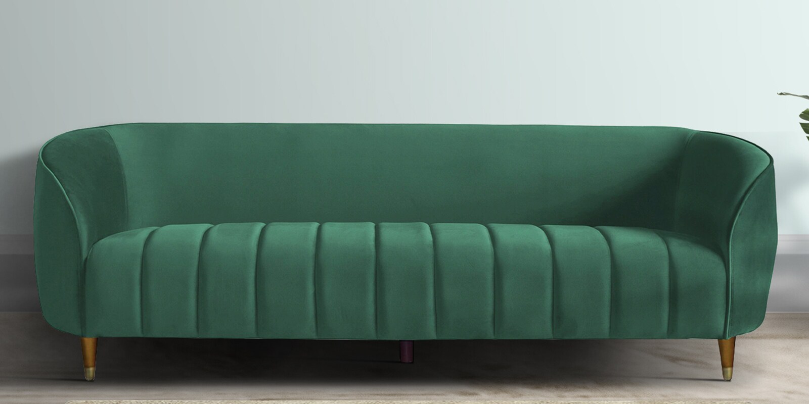 Hairo Velvet 3 Seater Sofa In Forest Green Colour