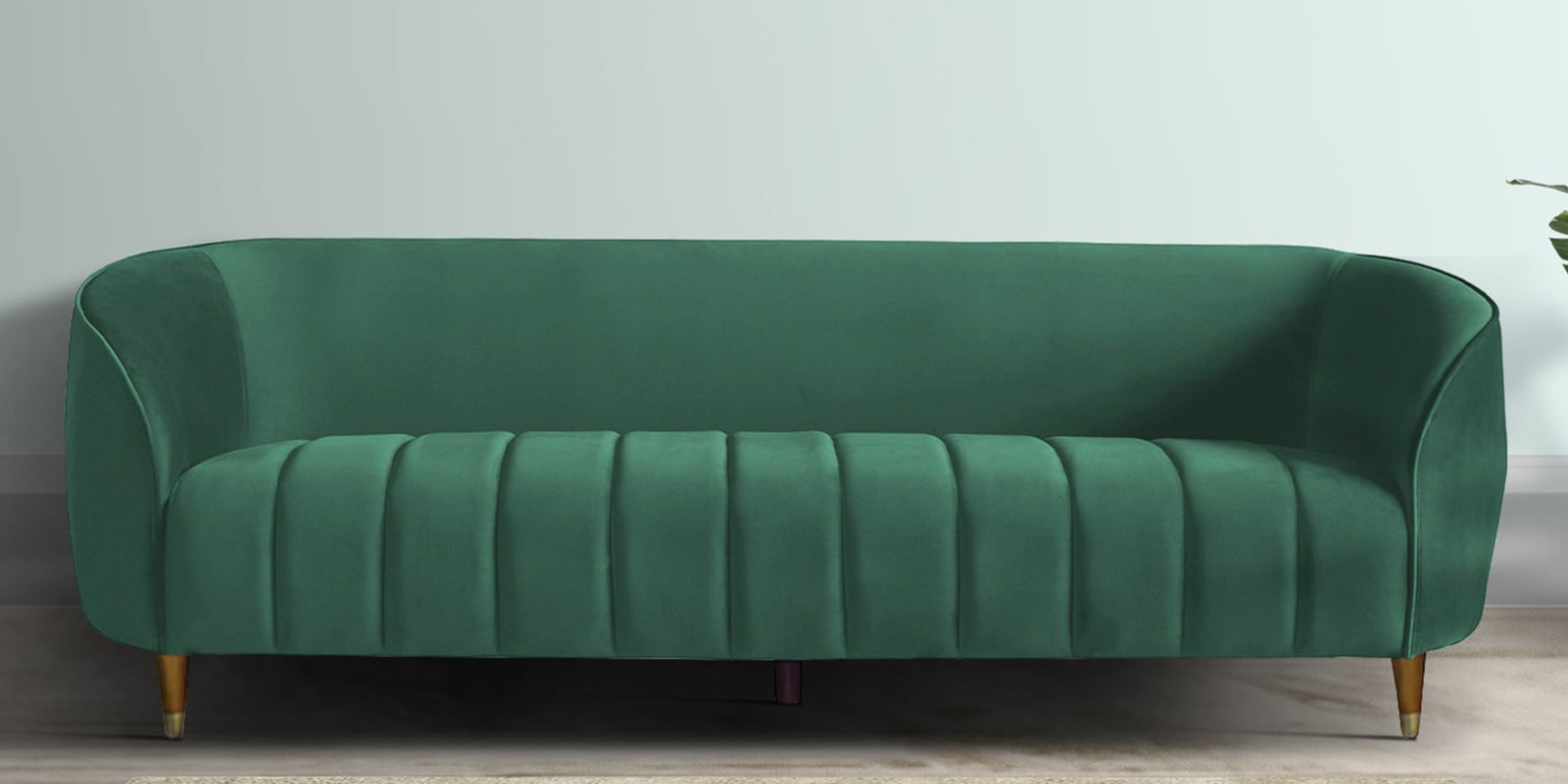 Hairo Velvet 3 Seater Sofa In Forest Green Colour