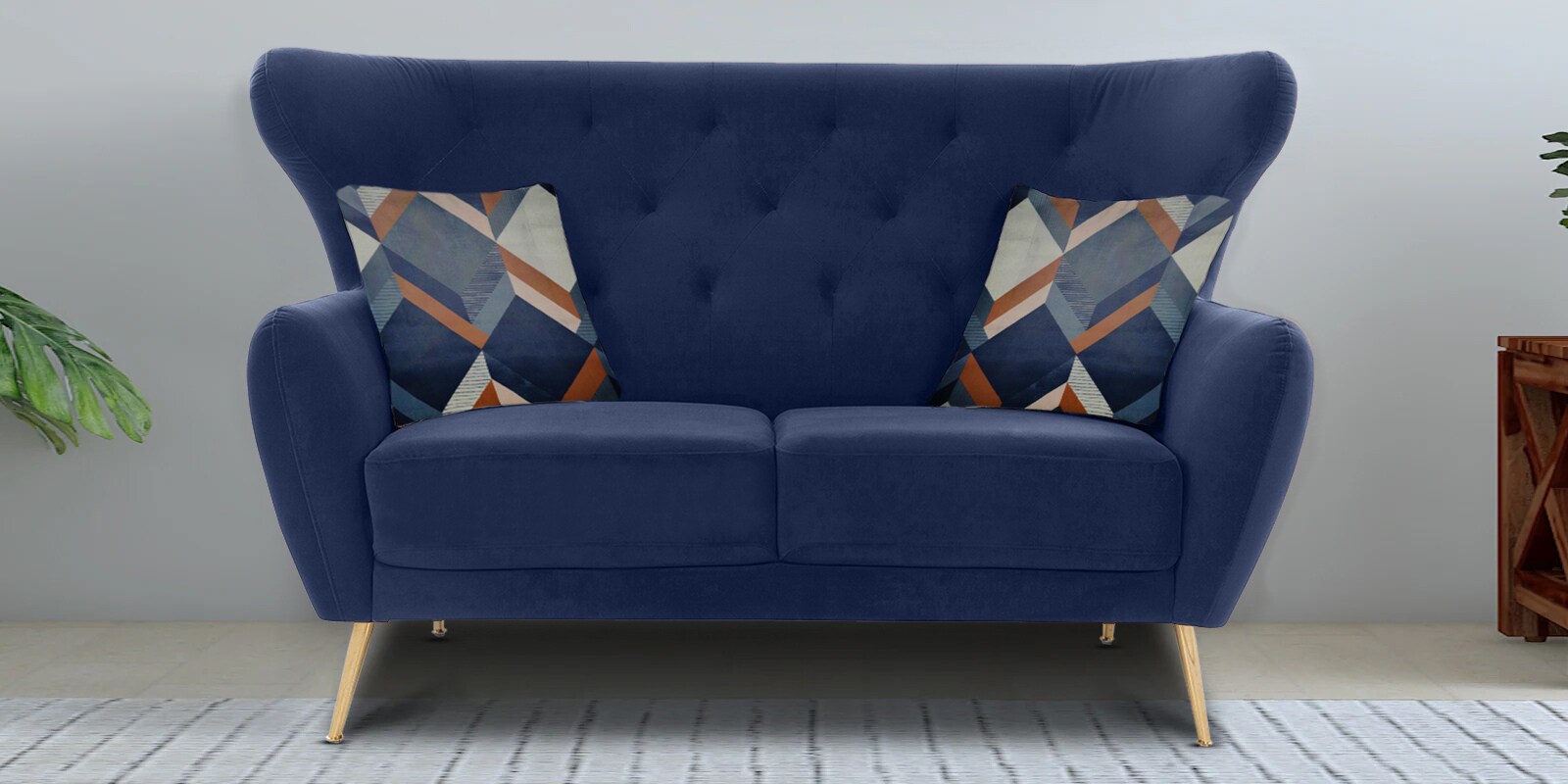 Halifax Velvet 2 Seater Sofa in Navy Blue Colour