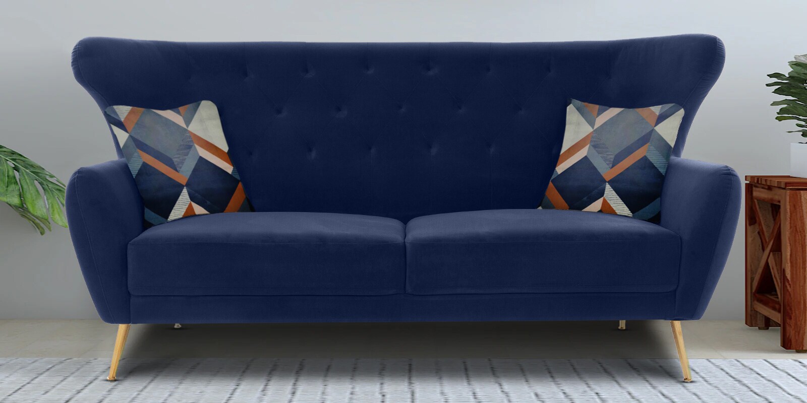 Halifax Velvet 3 Seater Sofa in Navy Blue Colour Halifax Velvet 3 Seater Sofa in Navy Blue Colour