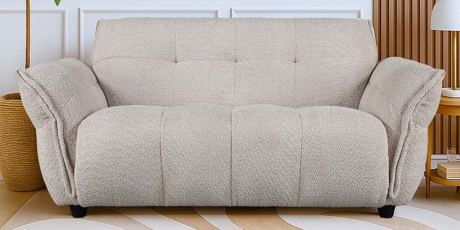 Hazel Fabric 2 Seater Sofa In Beige Colour