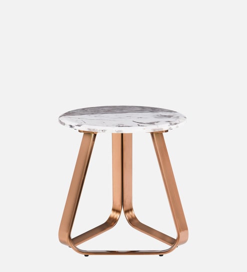 Hailey Metal Side Table In White Colour