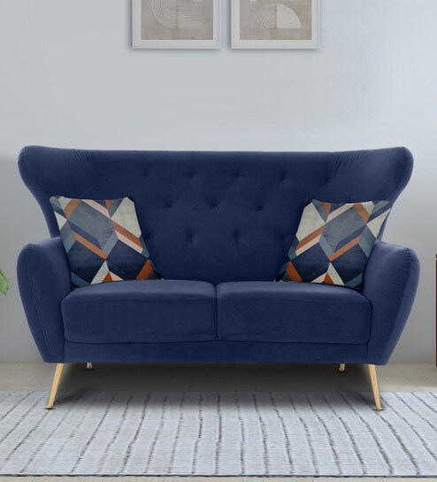 Halifax Velvet 2 Seater Sofa in Navy Blue Colour