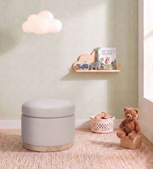 Halo Pouffe In Soft Grey Colour