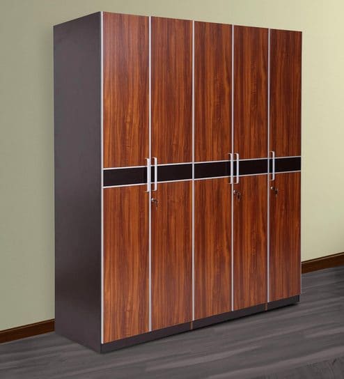 Buy Hamburg Five Door Wardrobe In Walnut Finish By Evok Online 4