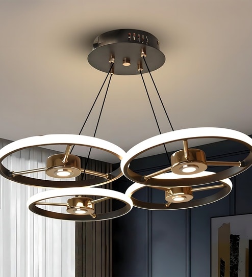 Hamel 78W Modern LED Ceiling Chandelier Light | 60 cm Height Adjustable | Google & Alexa Compatible | 3 Light Modes | Decorative Lighting for Living Room, Dining Room, Bedroom, Hall & Office