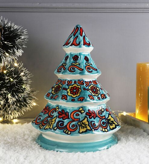 Hand Made Multicolour Ceramic Christmas Tree Decorative
