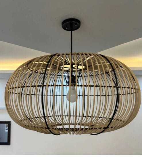 Handcrafted Bamboo Rattan Pendant Lamp (Beige)