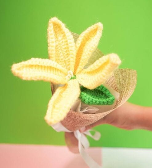 Yellow Lily Handcrafted Crochet Flower