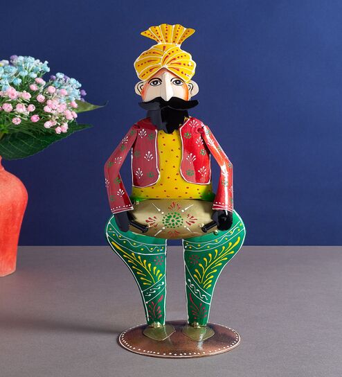 Handcrafted Sardar Musicians Multicolour Wrought Iron Figurine