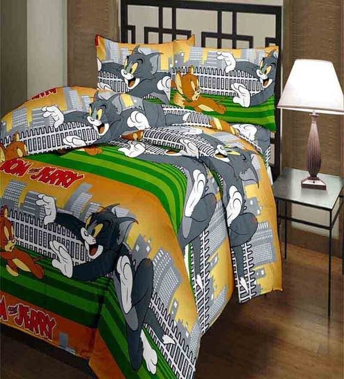 Buy Handloomdaddy Tom Jerry Design Cotton Double Bed Sheet With