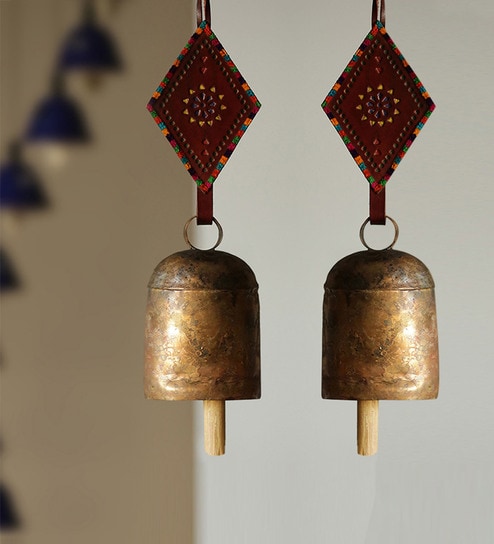 Mini Brass Hanging Bells Set of 2