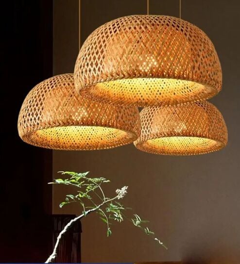 Handmade Bamboo Pendant Lamp (Beige)