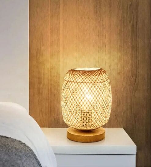Handmade Bamboo Table Lamp (Beige)