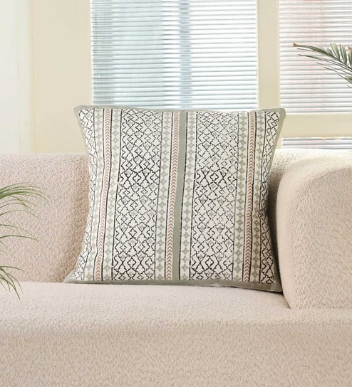 Handmade Cotton Aqua Green and Off White Set of 5 (18x18inches) Cushion Covers