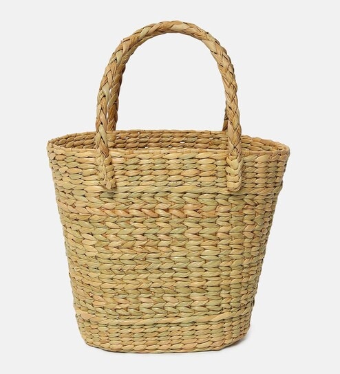 Handmade Gift Hamper Baskets | Decorative Storage Baskets | Clothes Storage Baskets | Fruit Baskets (Basket 2) - Straw, Round, Beige
