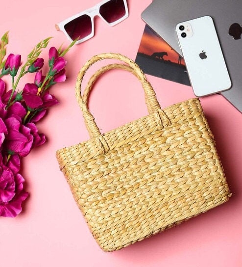 Handmade Gift Hamper Baskets|Decorative Storage Baskets|Clothes Storage Baskets|Fruit Baskets (Small Rectangular (26 * 18 * 11)) Dry Grass