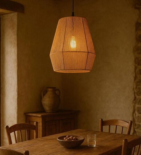 Handmade Jute Pendant Lamp (Beige and Brown)