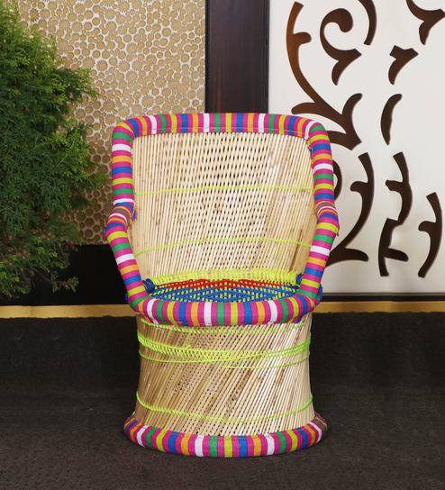 Ethnic Wicker Patio Chair in Multi Colour