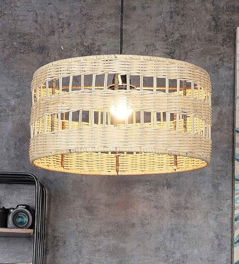 Handmade Rattan Cane Pendant Hanging Light (Beige)