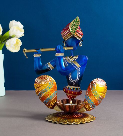 Krishna Multicolour Iron Table Tea Light Holder