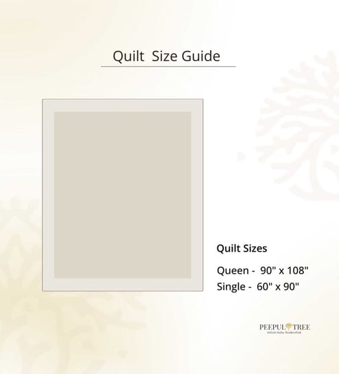 Handprinted Cotton Taupe ad Blue Abstract Single Bed Quilt