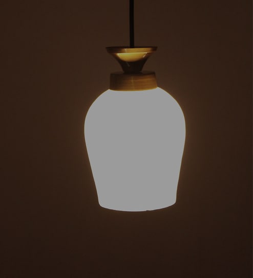 Hanging Lamp with White Crackled Glass