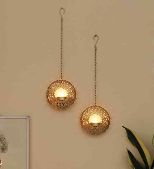 Hanging Round Etching Small Votive Set of 2